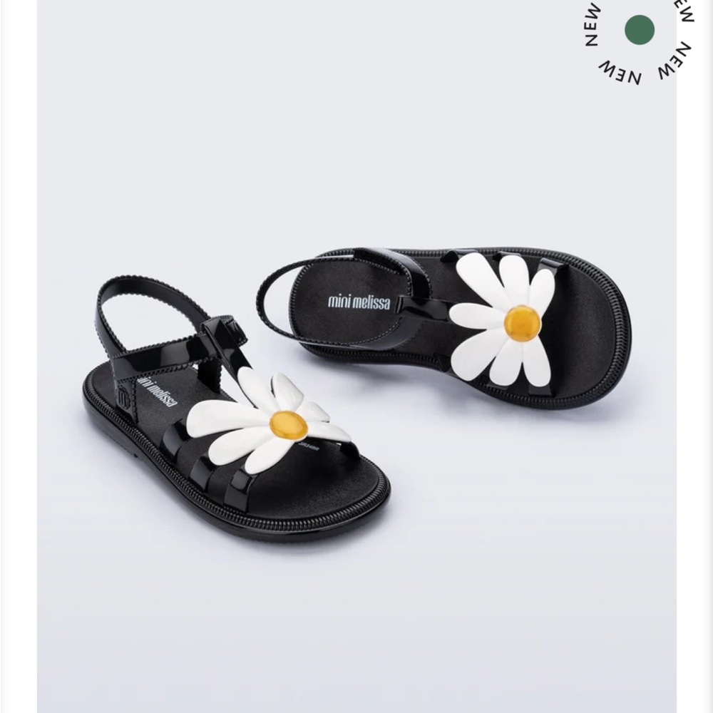 Brand new Mini Melissa Black and White Daisy Sandals